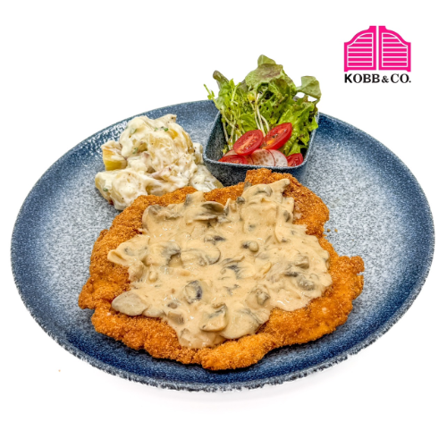 Chicken Schnitzel mushroom sauce (ไก่ชนิทเซลซอสเห็ด)