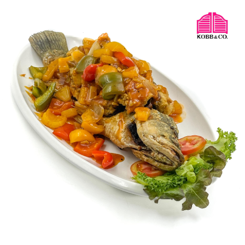 ปลากะพงทอดราดซอสเปรี้ยวหวาน (Snapper with Sweet & Sour Sauce)
